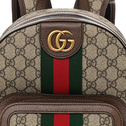 Gucci GG Supreme Monogram Calfskin Web Small Ophidia Day Backpack Beige Ebony New Acero 9 of 11