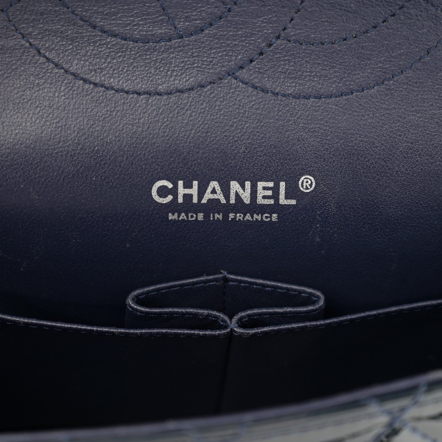 Chanel Patent Quilted Accordion Double Flap Navy Blue 6 of 10