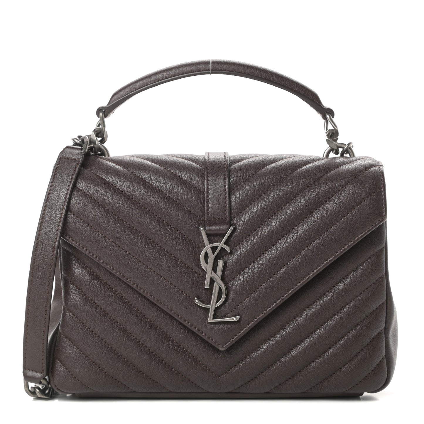 Lambskin Matelasse Chevron Monogram Medium College Bag Faggio