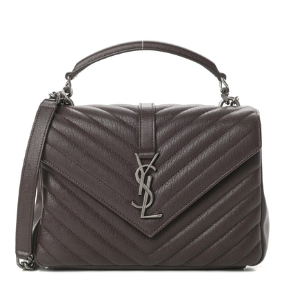 Saint Laurent Lambskin Matelasse Chevron Monogram Medium College Bag Faggio 1 of 12