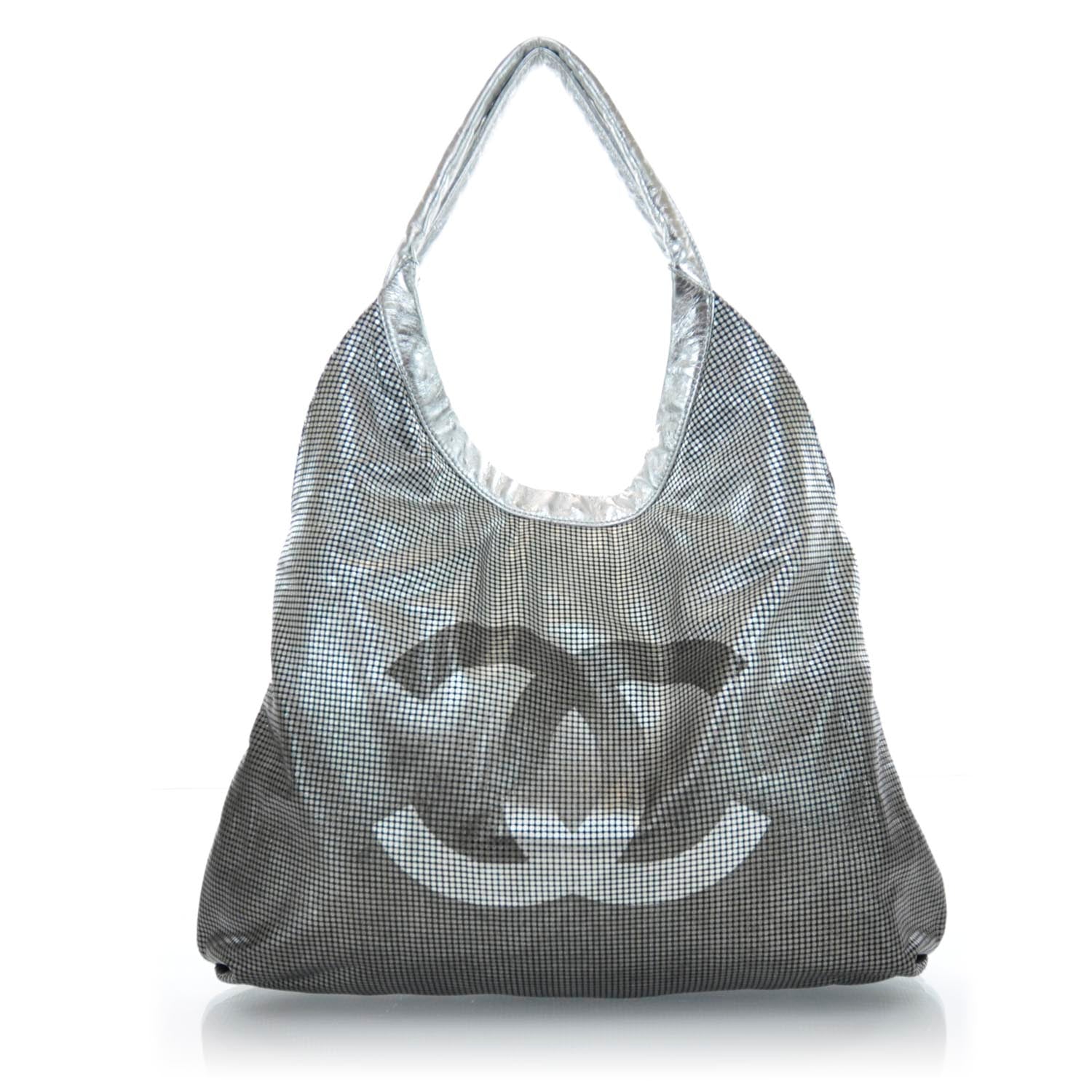 Chanel Metallic Perforated Lambskin Hollywood Hobo Silver 1 of 10