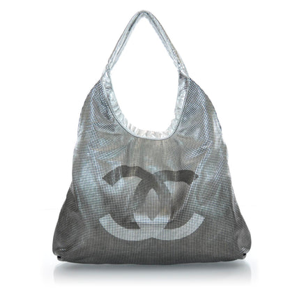 Chanel Metallic Perforated Lambskin Hollywood Hobo Silver 1 of 10