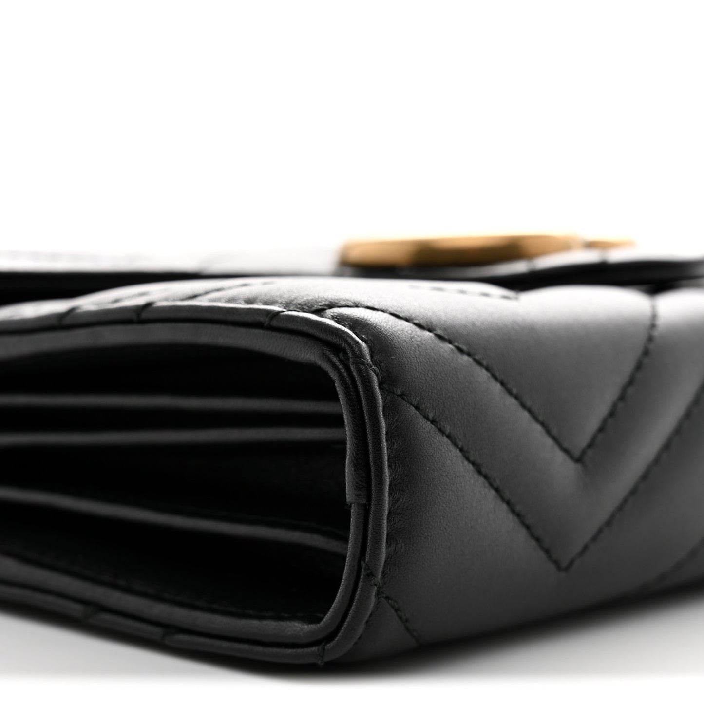 Calfskin Matelasse GG Marmont Chain Wallet Black