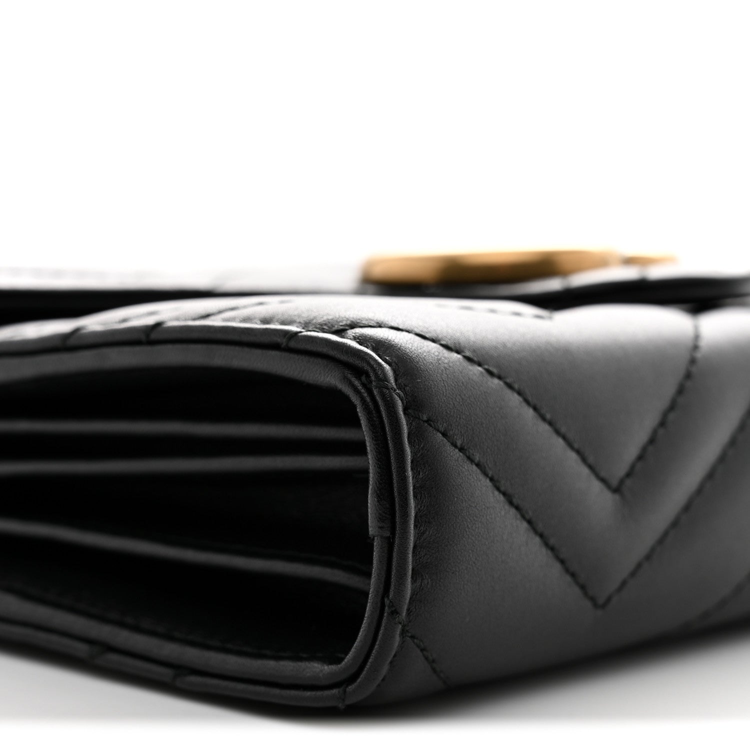 Gucci Calfskin Matelasse GG Marmont Chain Wallet Black 9 of 11