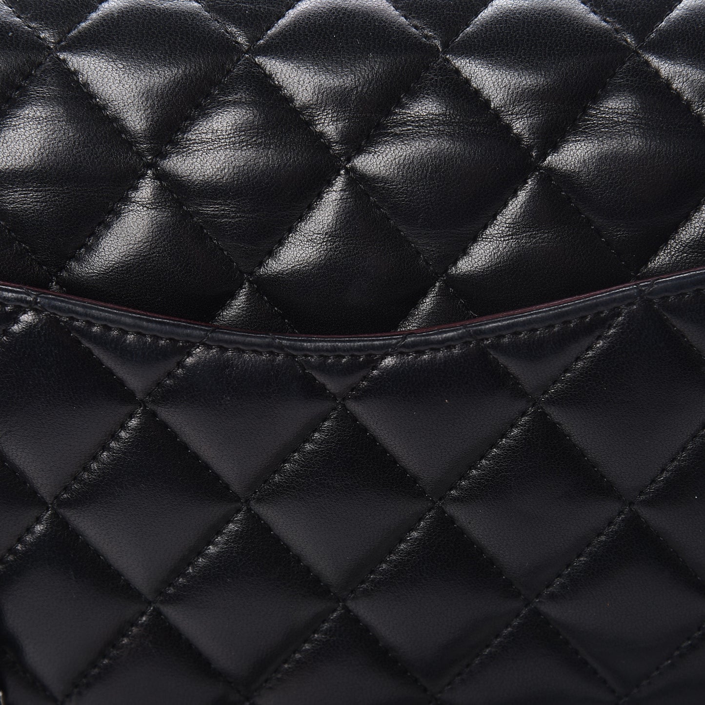 Lambskin Quilted Medium Double Flap Black