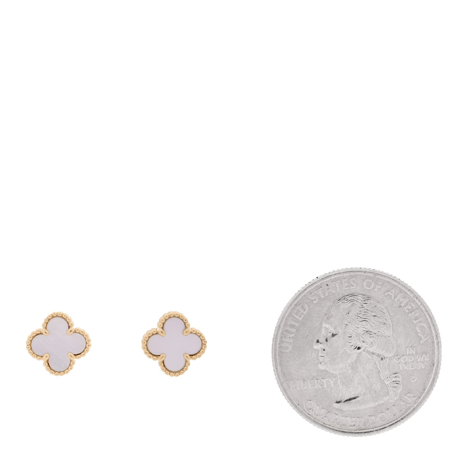 Van Cleef & Arpels 18K Yellow Gold Mother of Pearl Sweet Alhambra Earrings 2 of 5