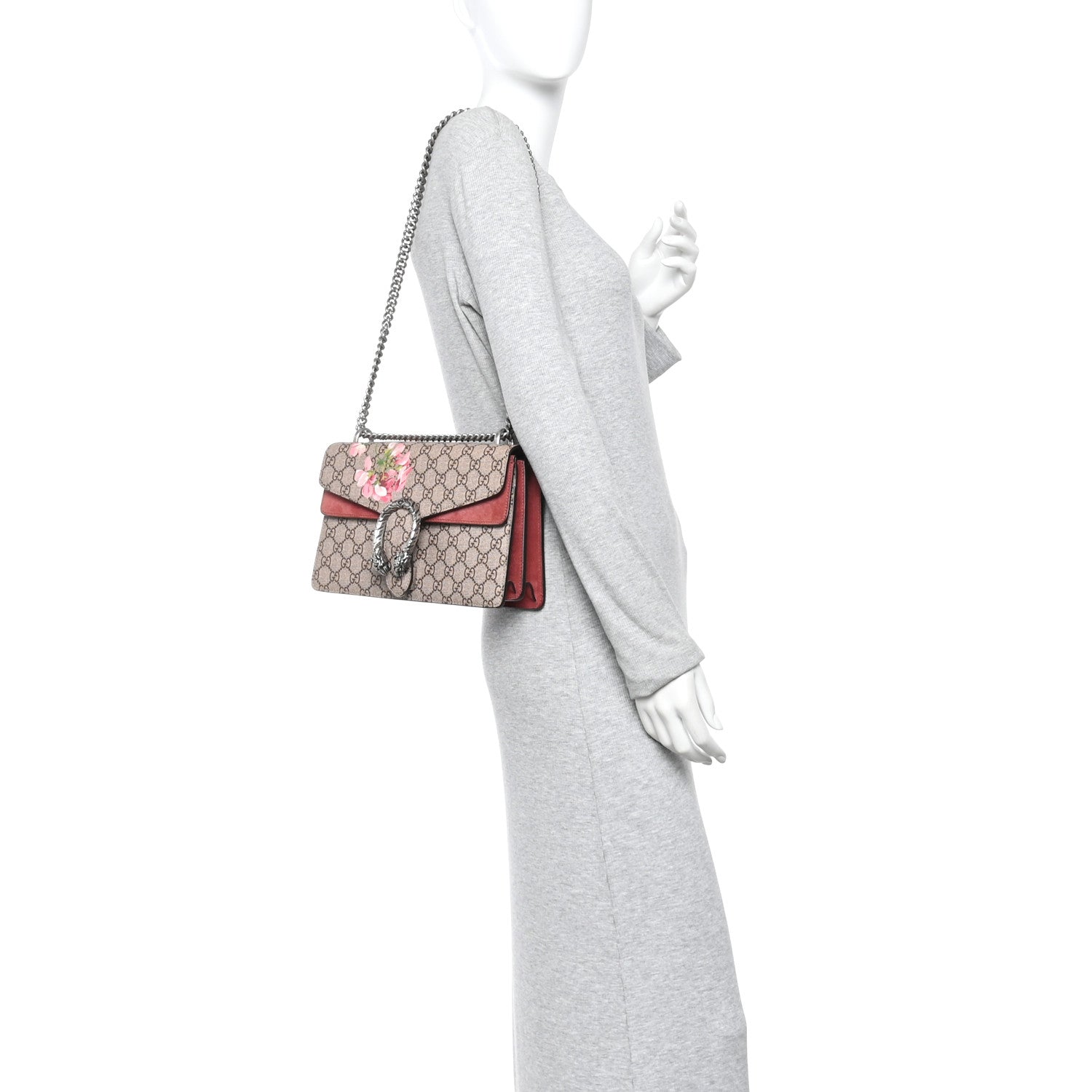 Gucci GG Supreme Monogram Blooms Small Dionysus Shoulder Bag Beige Multicolor Dry Rose 2 of 14