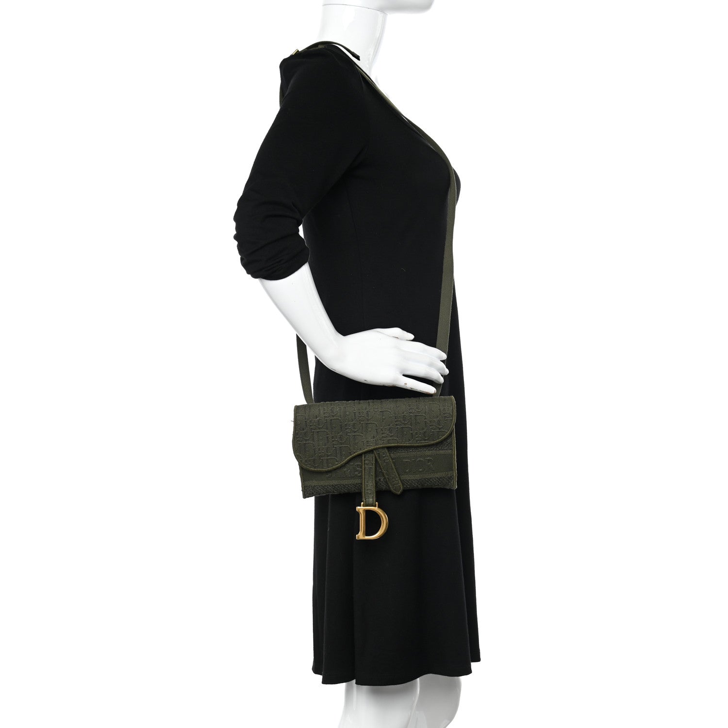 Christian Dior Oblique Embroidered Slim Saddle Pouch Green 2 of 10