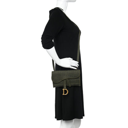 Christian Dior Oblique Embroidered Slim Saddle Pouch Green 2 of 10