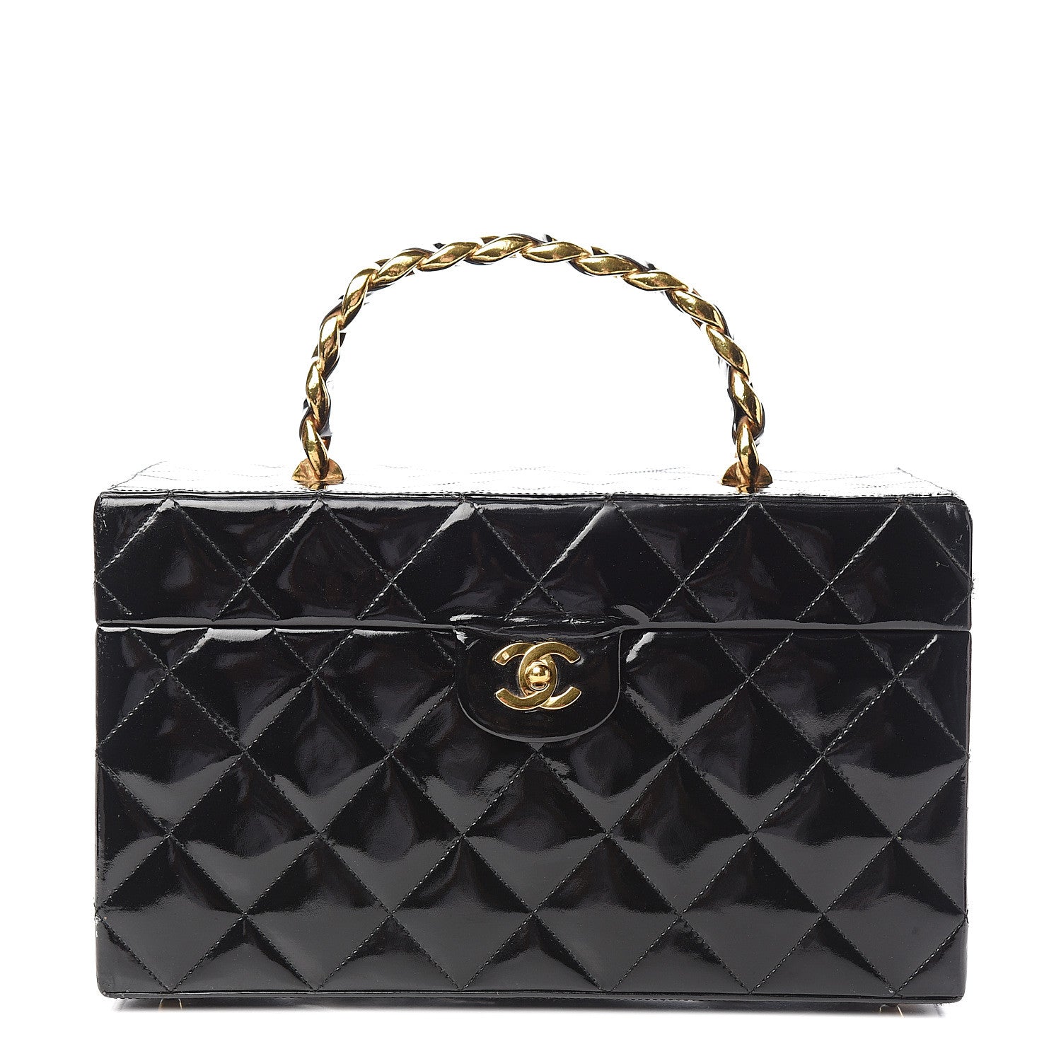 Chanel Patent Quilted Vanity Train Case Black 1 of 10