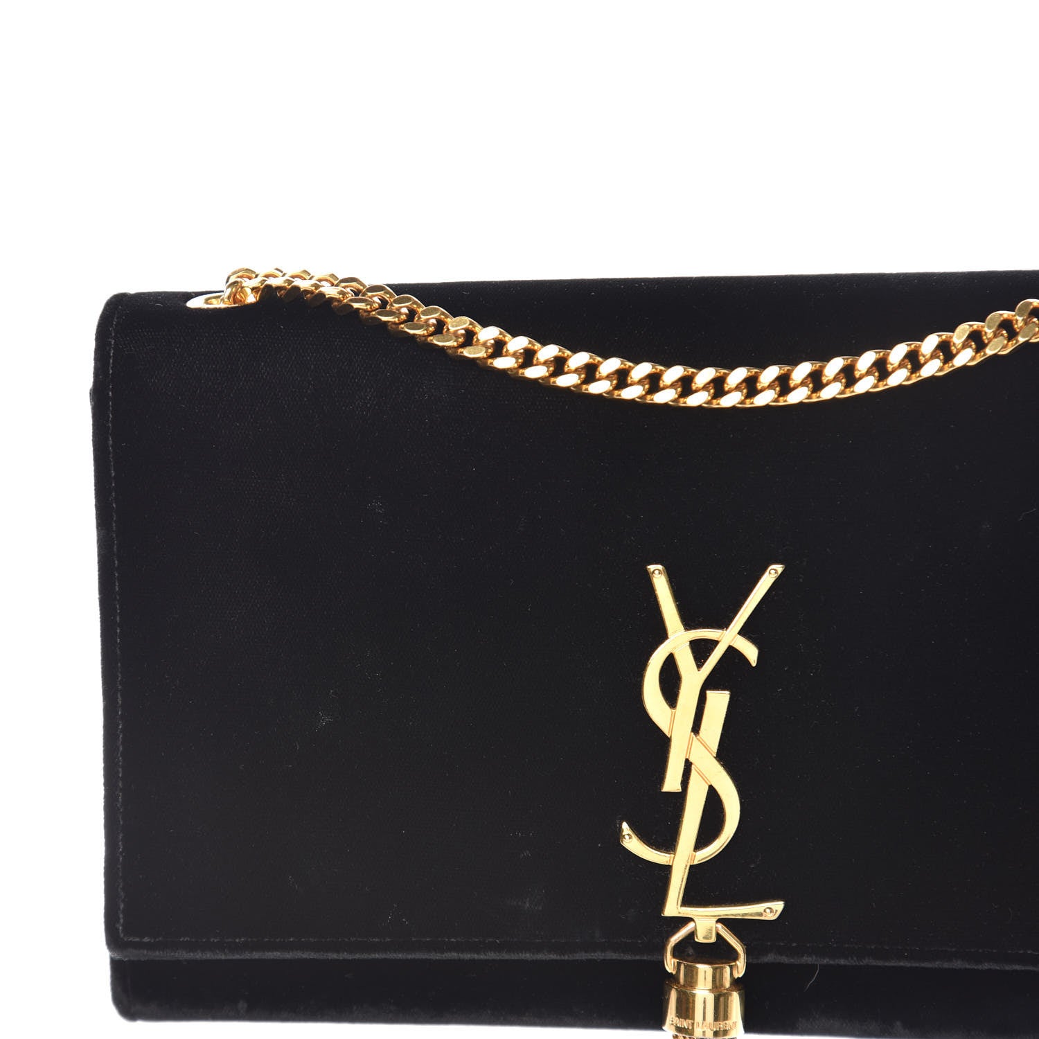 Saint Laurent Velvet Medium Monogram Kate Tassel Shoulder Bag Black 10 of 16