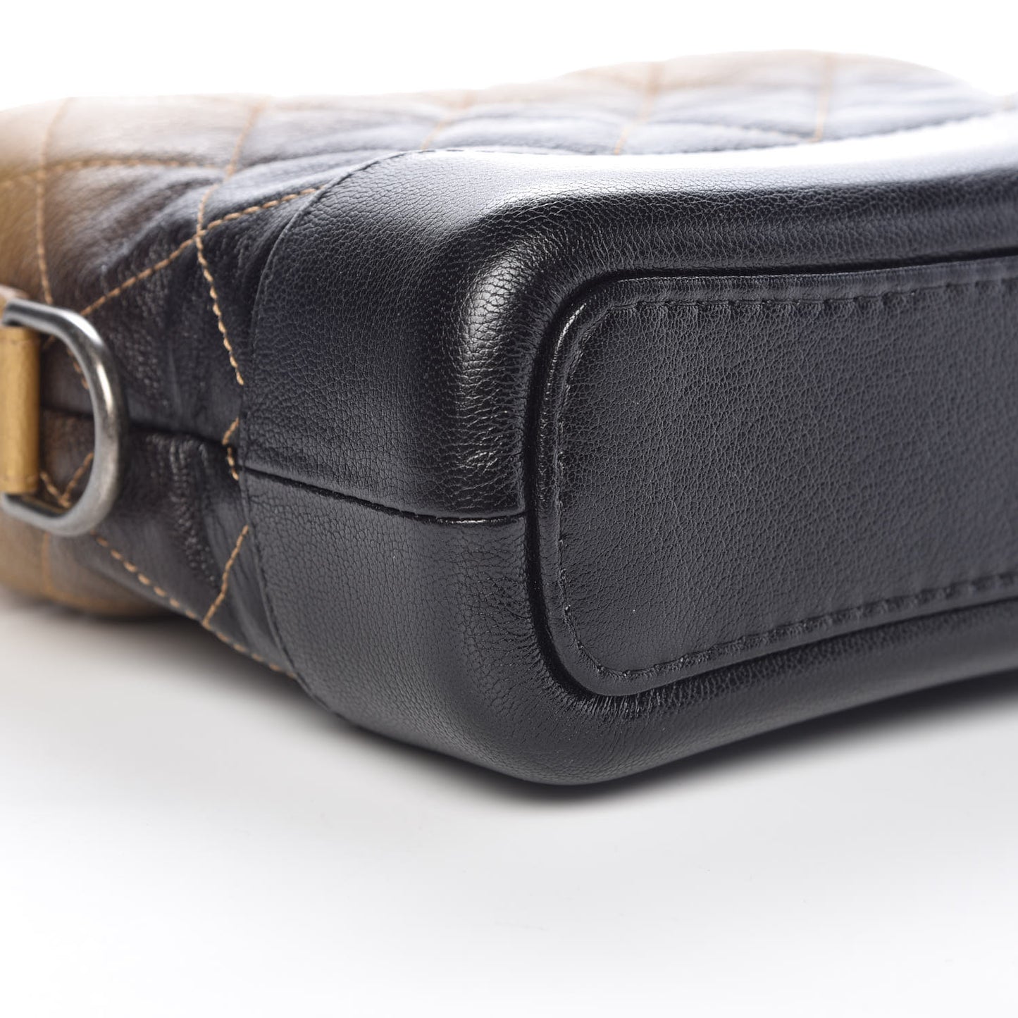 Metallic Goatskin Quilted Small Gabrielle Hobo Gold Black