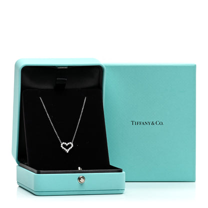 Tiffany Platinum Diamond Mini Heart Pendant Necklace 5 of 5