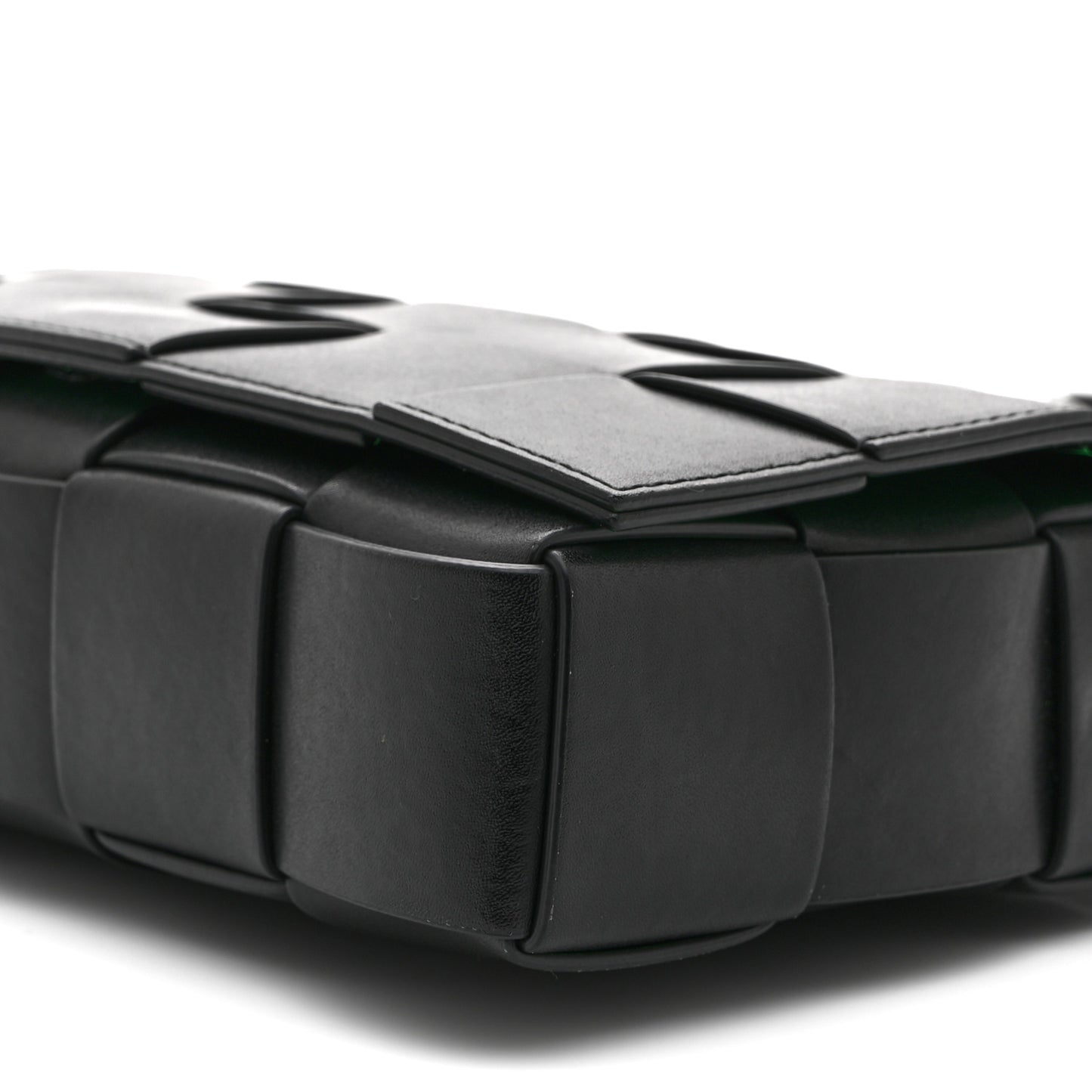 Nappa Maxi Intreccio Cassette Bag Black  Parakeet