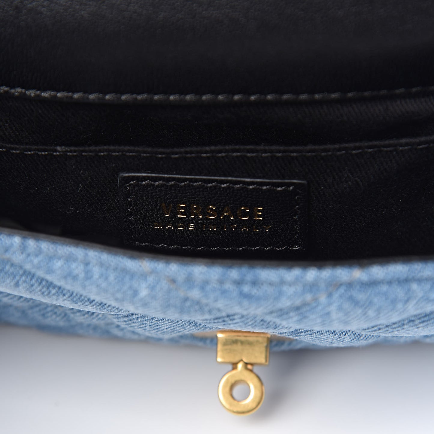 Denim Barocco Printed Icon Small Crossbody Bag Blue