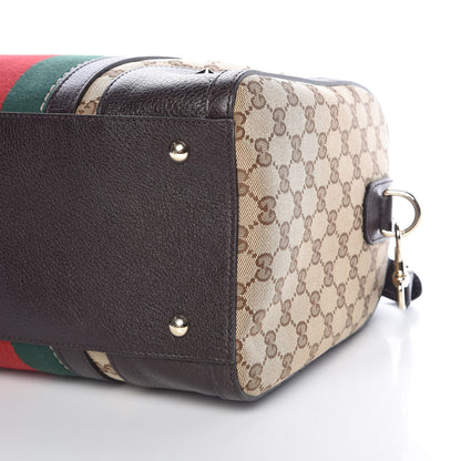 Gucci Monogram Vintage Web Medium Webby Bee Boston Dark Brown 6 of 9
