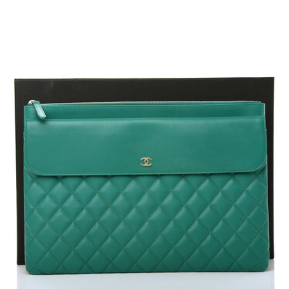 Chanel Lambskin Quilted Large Flap Cosmetic Case Turquoise 8 of 8