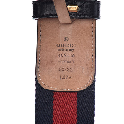 Gucci Nylon Calfskin Double G Web 40mm Belt 80 32 Blue Red Black 4 of 7