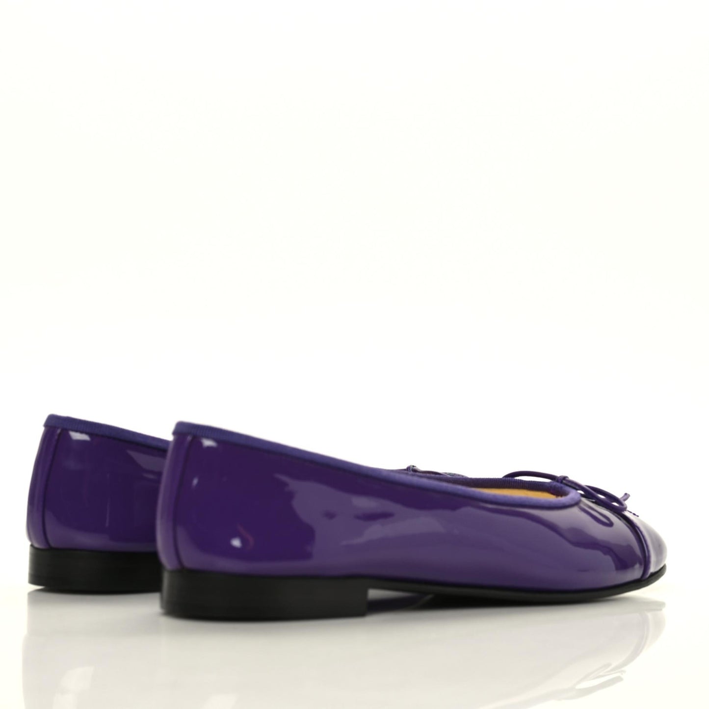 Patent Calfskin CC Cap Toe Ballerina Flats 38 Purple