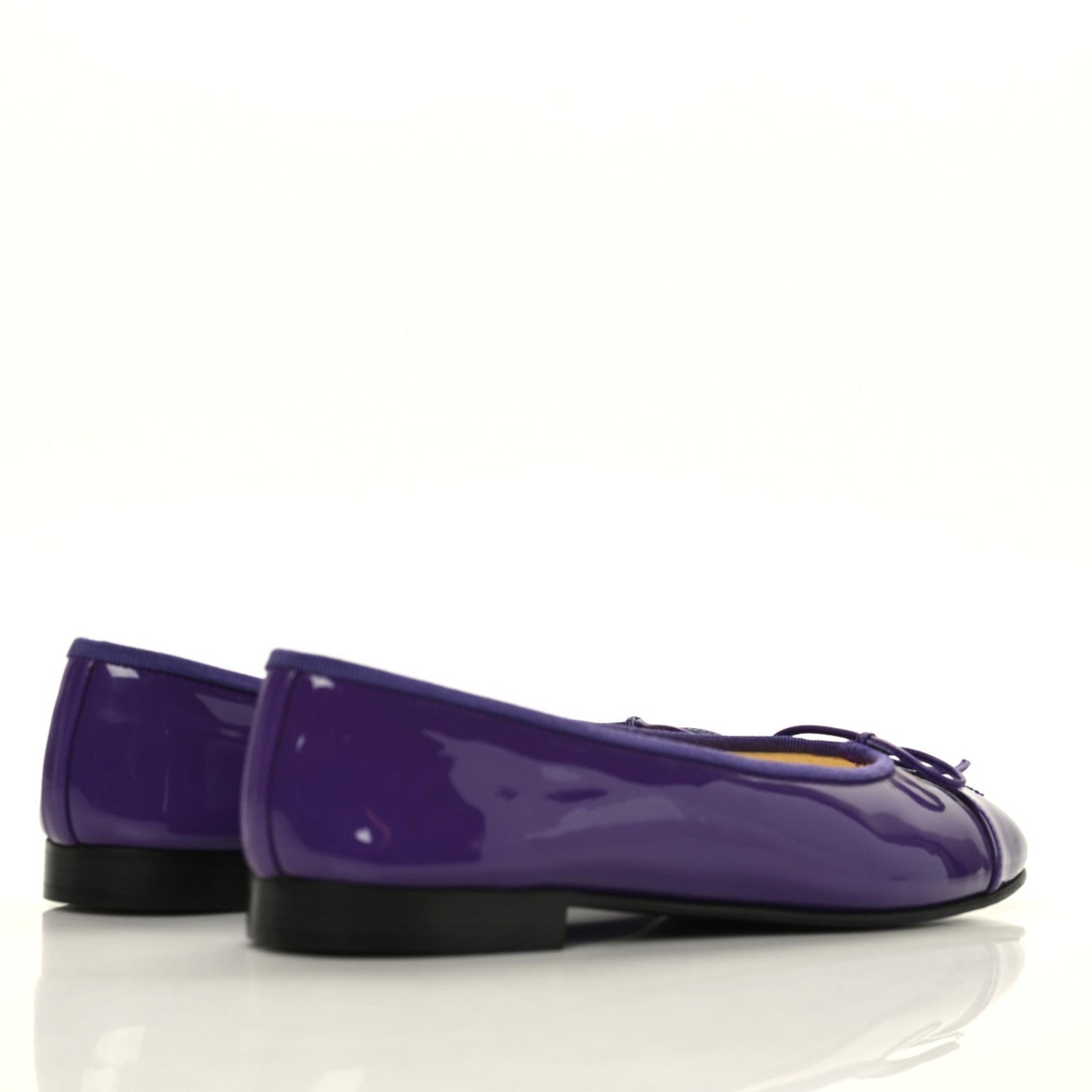 Chanel Patent Calfskin CC Cap Toe Ballerina Flats 38 Purple 4 of 8