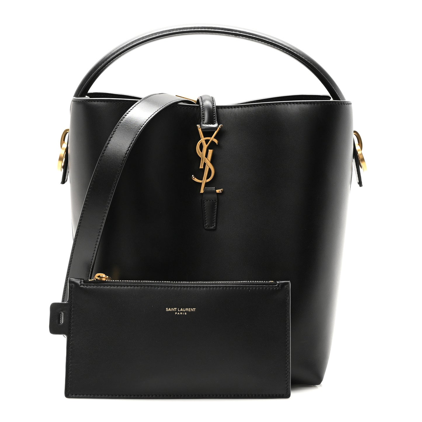 Smooth Shiny Calfskin Monogram Le 37 Bucket Bag Black