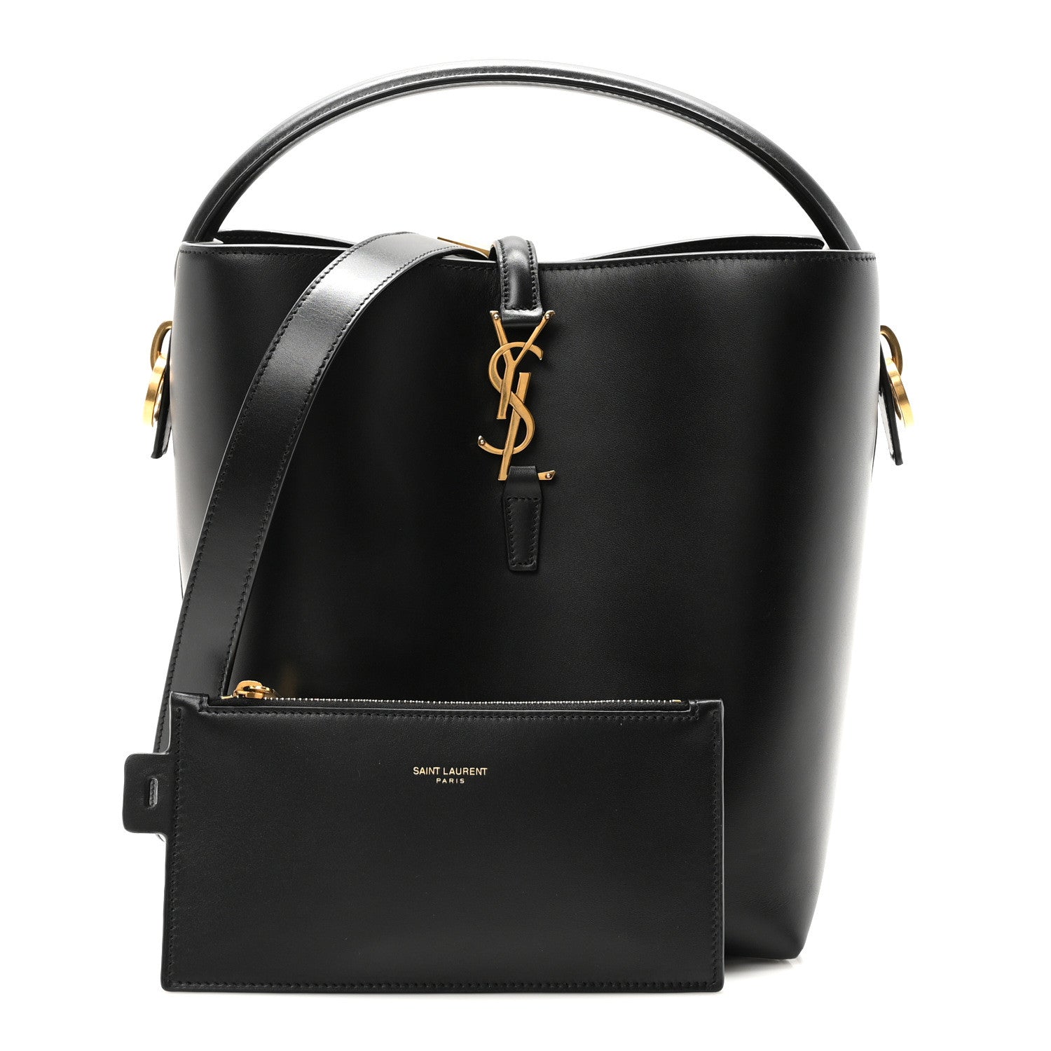 Saint Laurent Smooth Shiny Calfskin Monogram Le 37 Bucket Bag Black 3 of 10