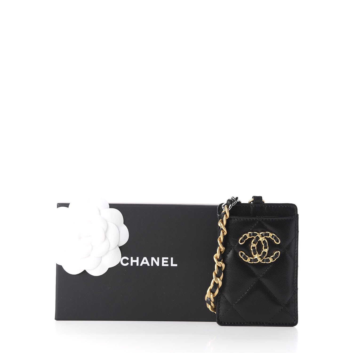 Chanel Goatskin Quilted 19 Card Holder On Chain Black 7 of 7