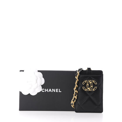 Chanel Goatskin Quilted 19 Card Holder On Chain Black 7 of 7