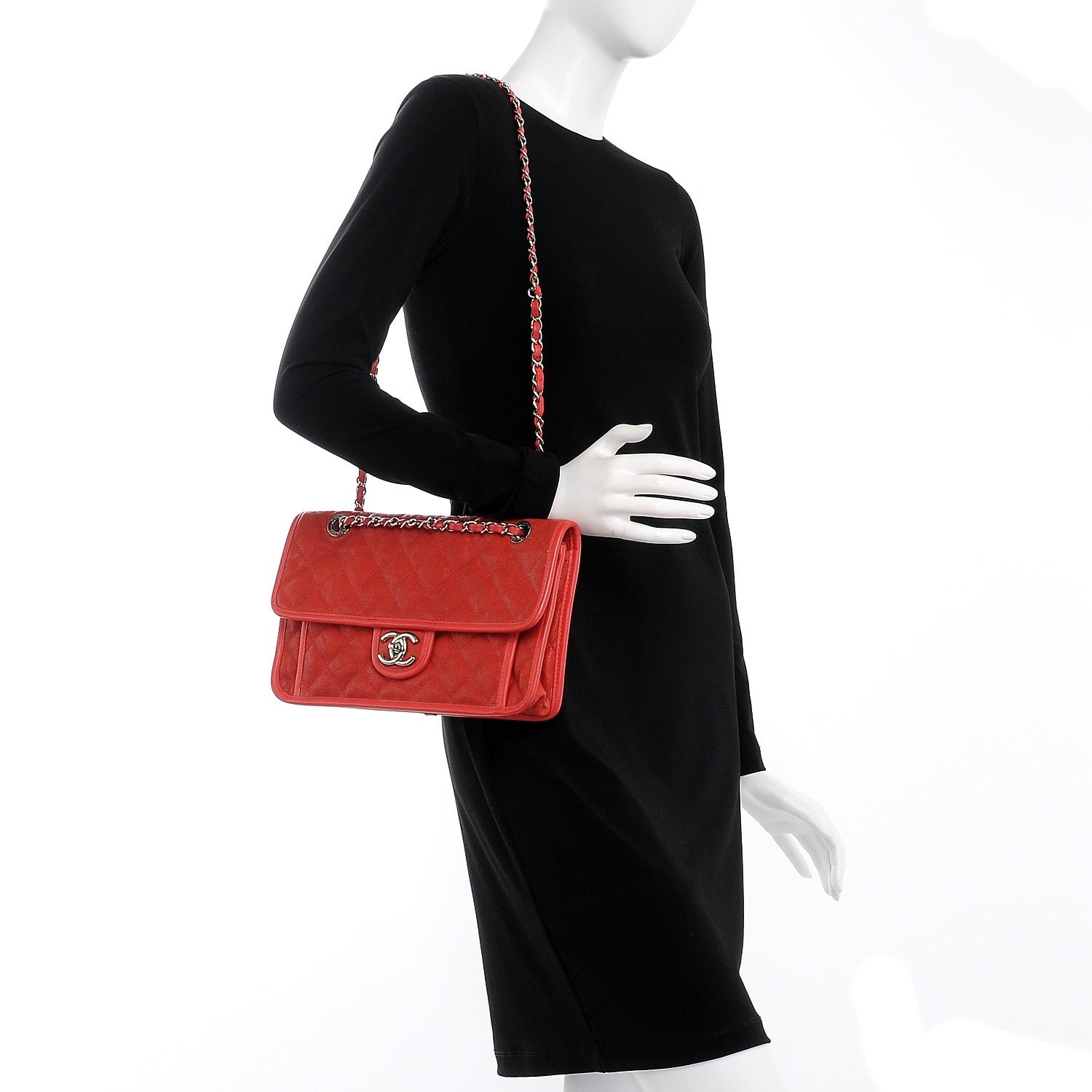 Chanel Caviar Quilted Medium French Riviera Flap Red 2 of 8