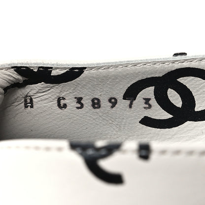 Chanel Printed Lambskin CC Sandals 41 White Black 6 of 8