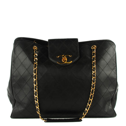 Chanel Calfskin Stitched XL Weekender Black 1 of 8