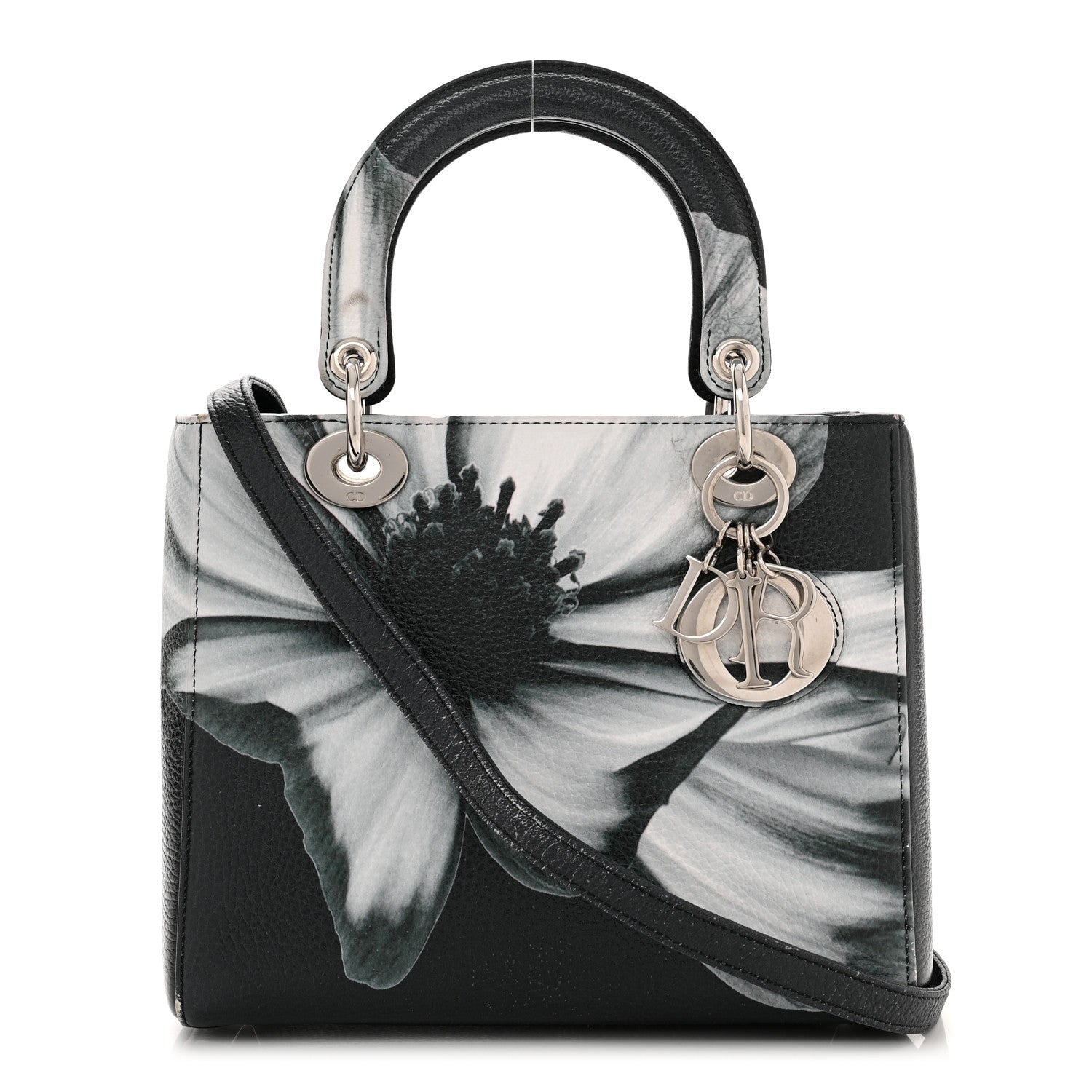 Christian Dior Deerskin Floral Printed Medium Lady Dior Green 1 of 10