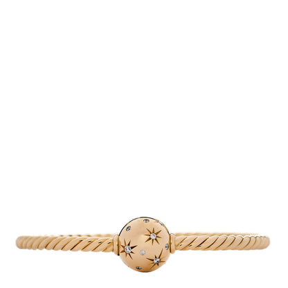 David Yurman 18K Yellow Gold Diamond 14mm Solari Station Bracelet 1 of 4