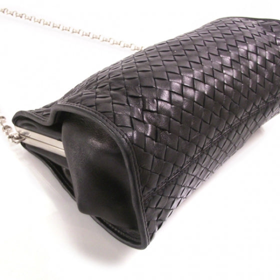 Leather Woven Chain Shoulder Bag