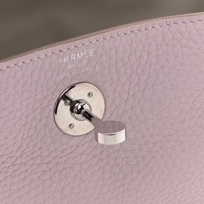 Hermes Taurillon Clemence Verso Mini Lindy 20 Mauve Pale Mushroom 6 of 12