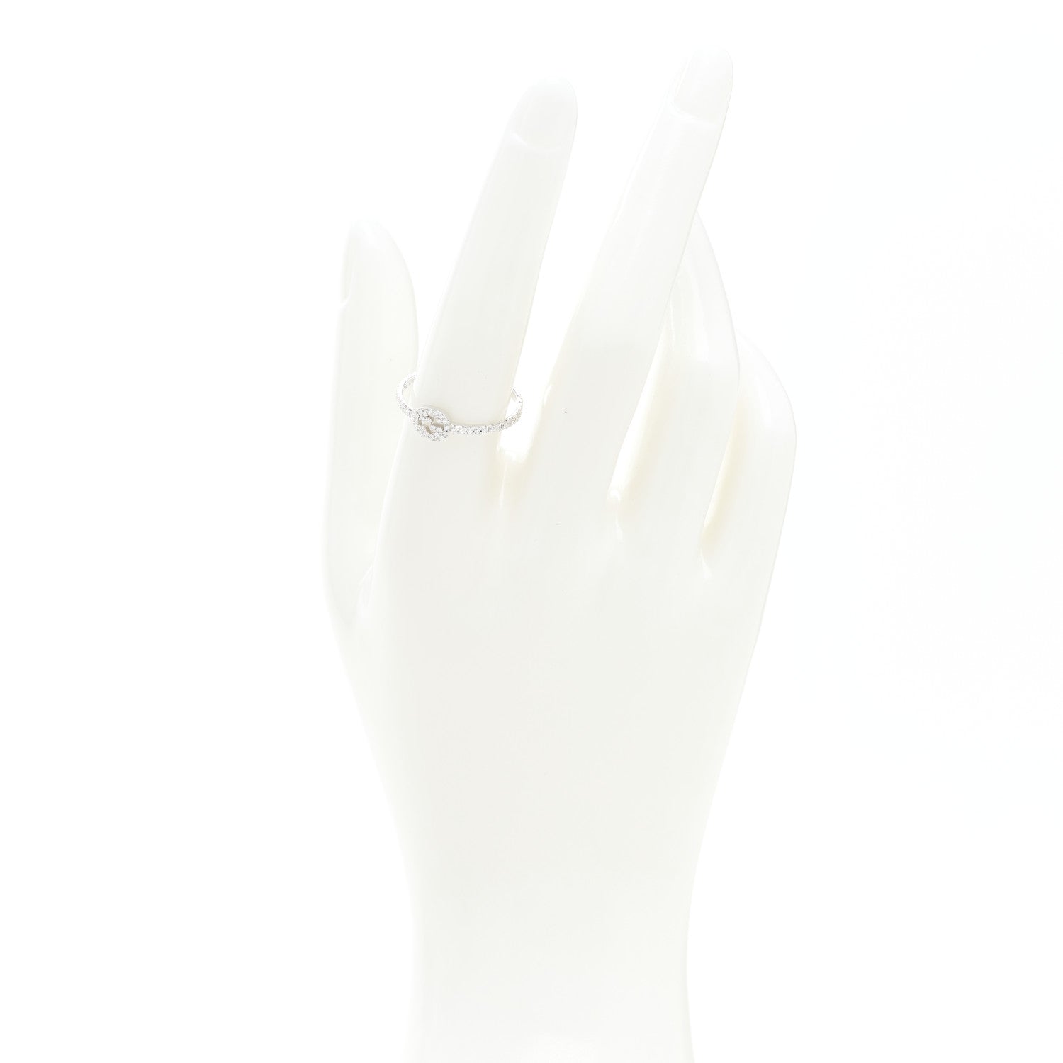Gucci 18K White Gold Diamond Interlocking G Ring 57 8 2 of 7