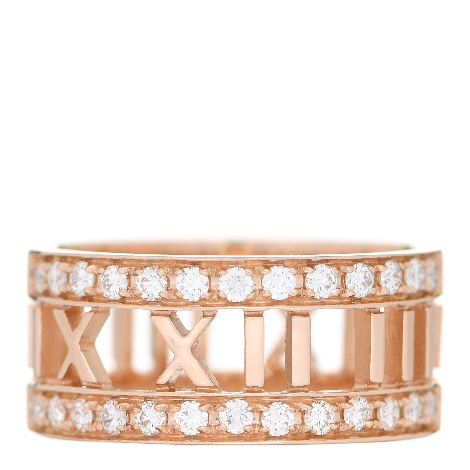 Tiffany 18K Rose Gold Diamond Wide Atlas Open Ring 54 7 1 of 4