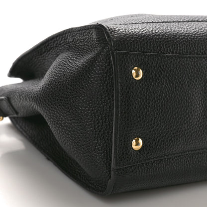 Salvatore Ferragamo SALVATORE FERRAGAMO Hammered Calfskin Double Handle Small Amy Tote Black 8 of 10
