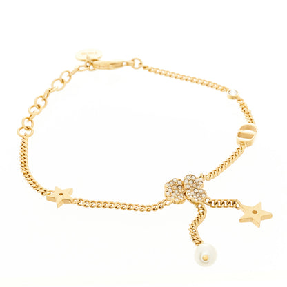 Christian Dior Crystal Diorable Clover Logo Bracelet Gold 1 of 4