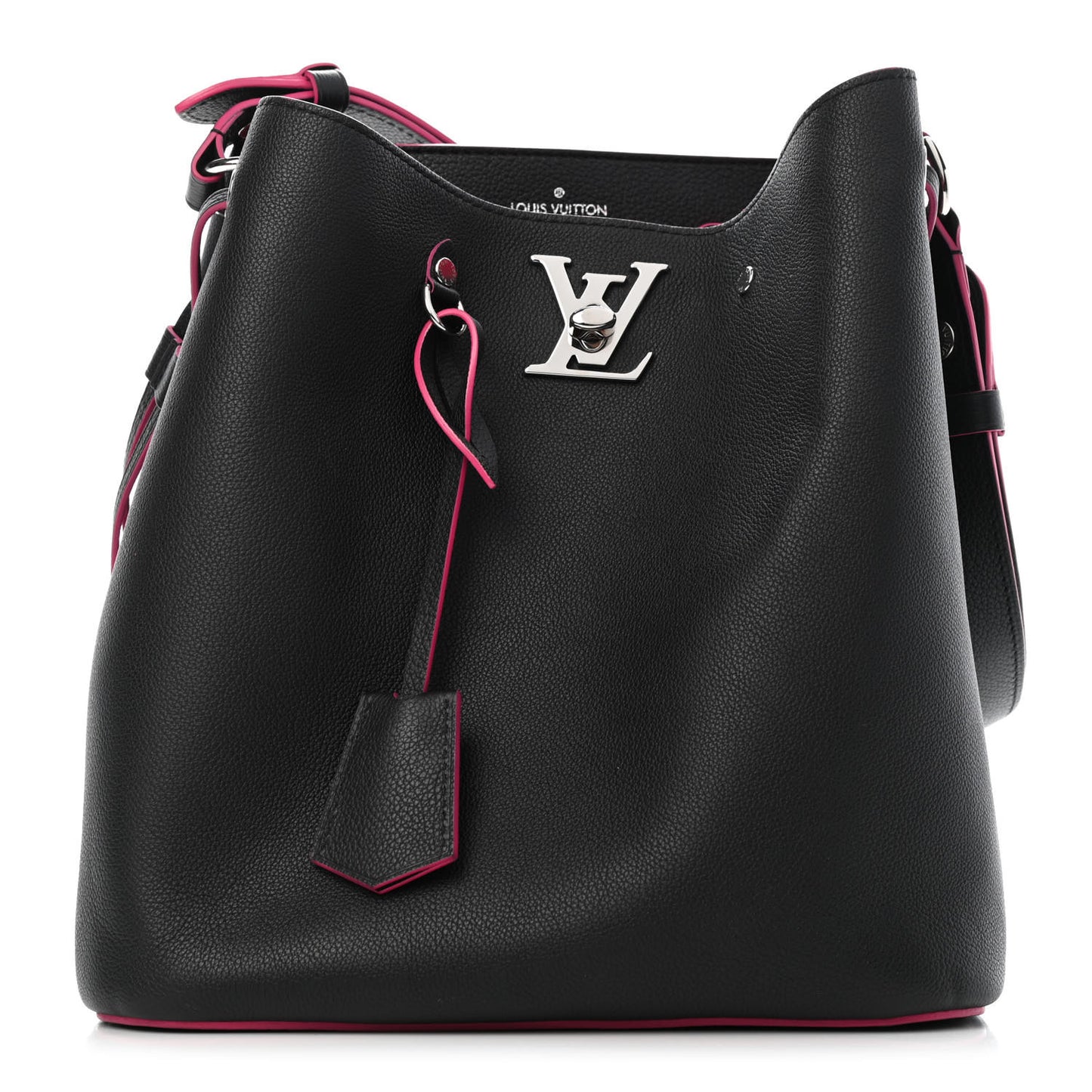 Calfskin Lockme Bucket Black