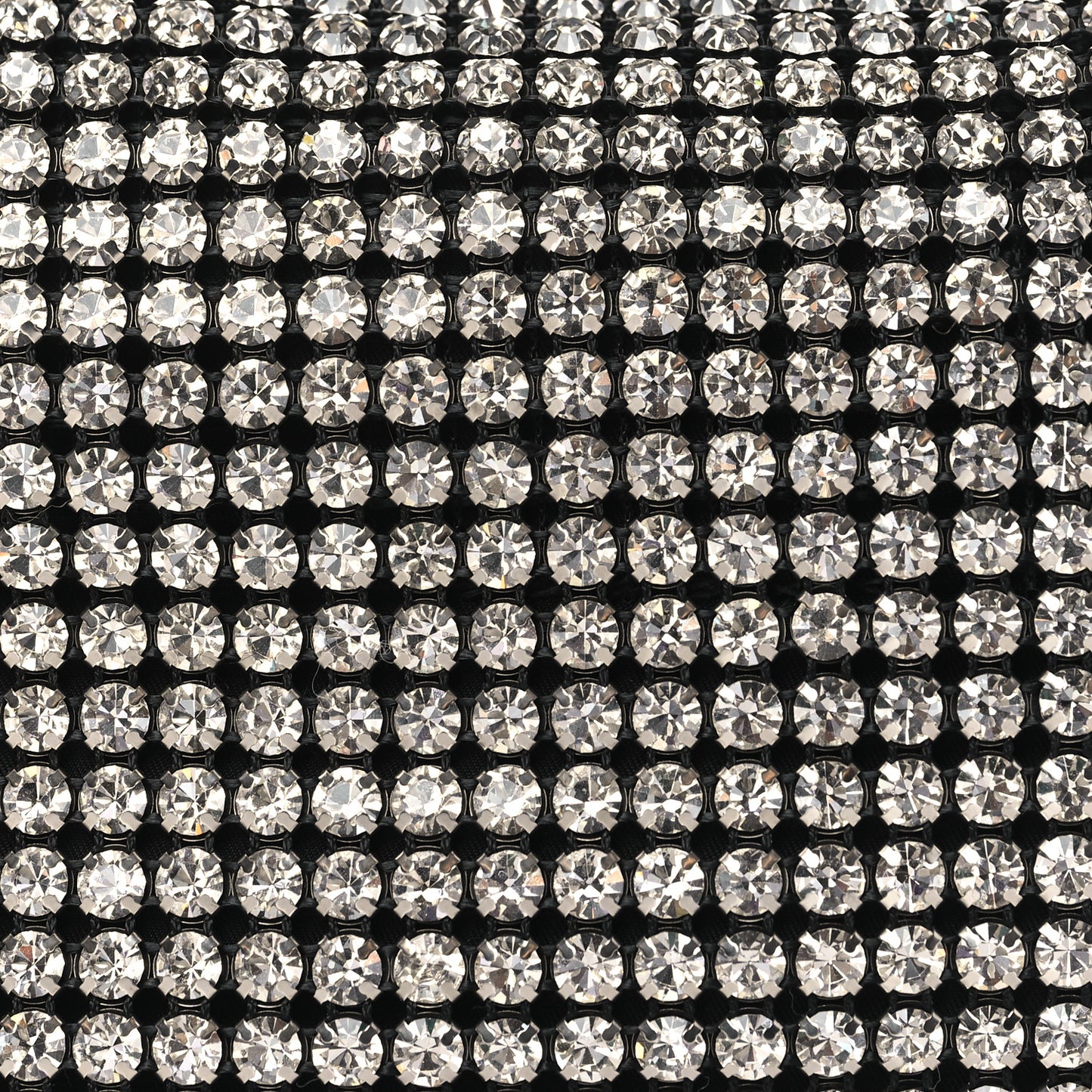 Mesh Crystal Rhinestone Mini Heiress Pouch Black Silver