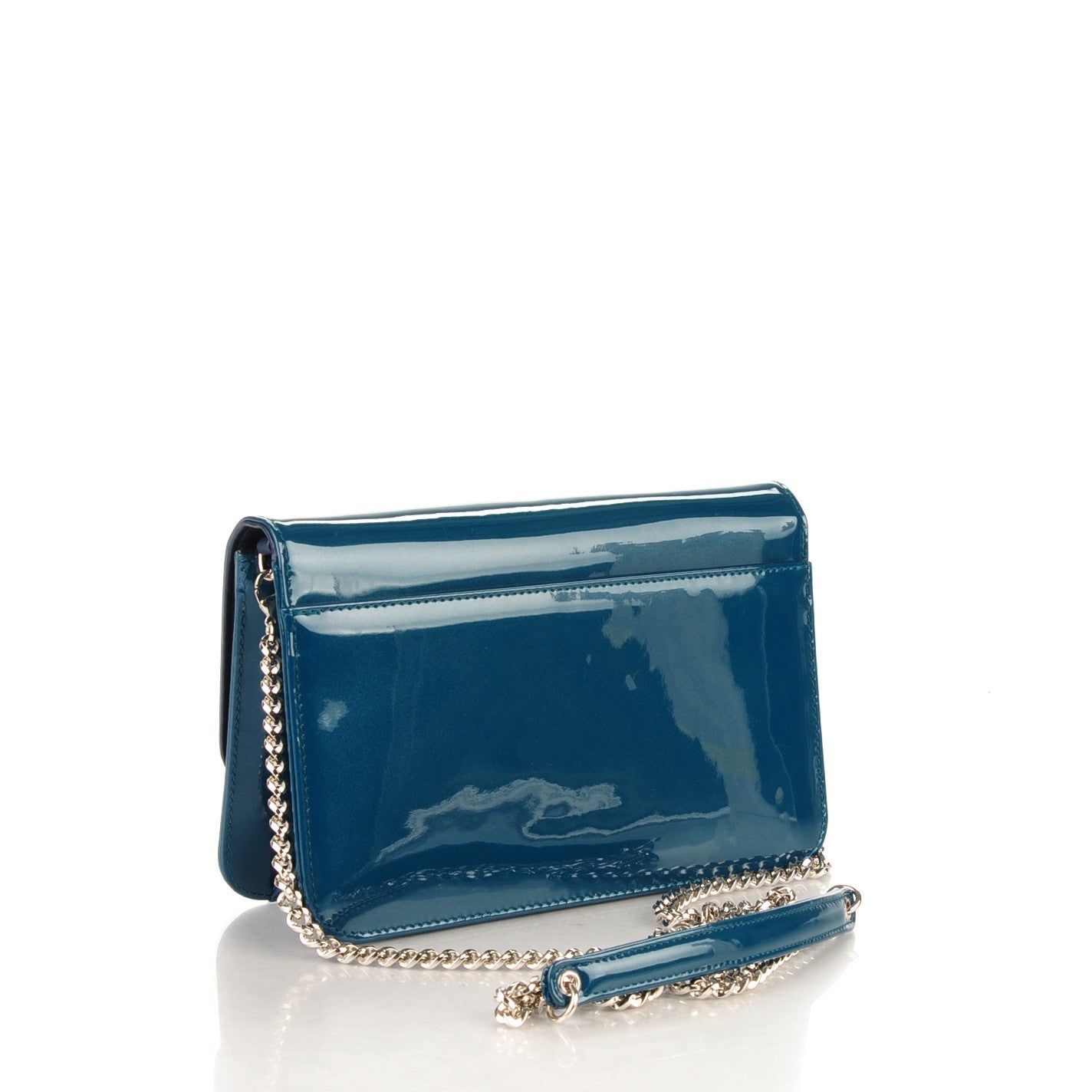 Christian Dior Metallic Box Patent Calfskin Miss Dior Promenade Pouch Royal Blue 3 of 8