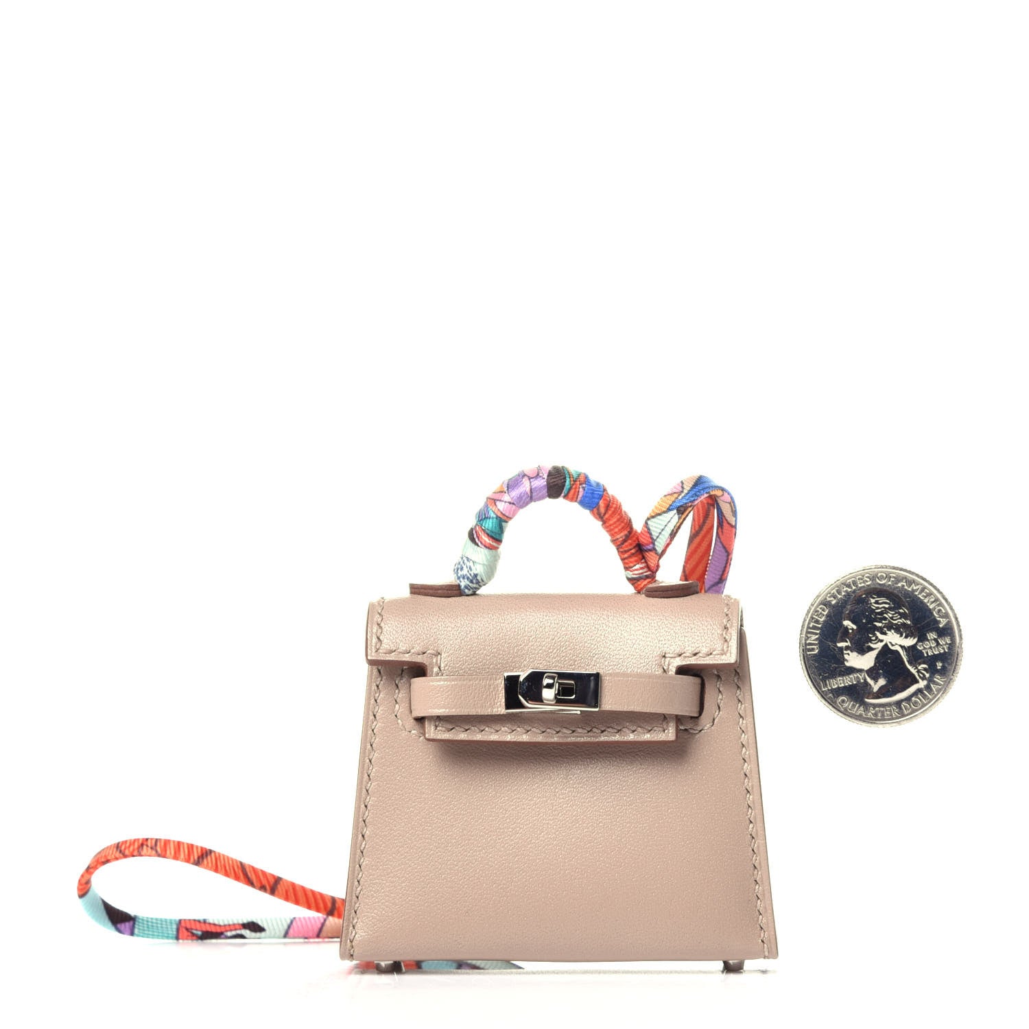 Hermes Tadelakt Mini Kelly Twilly Bag Charm Argile 2 of 9