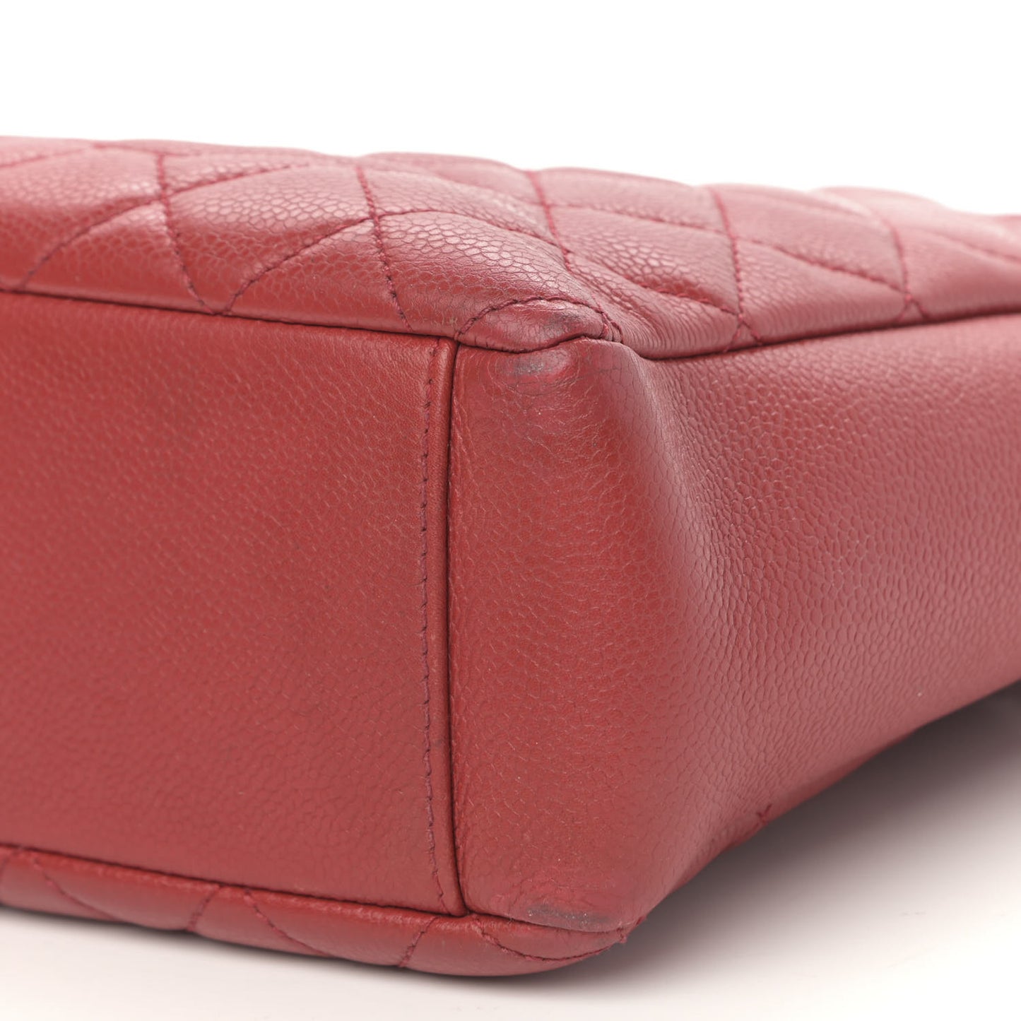 Caviar Quilted Petit Shopping Tote PST Red