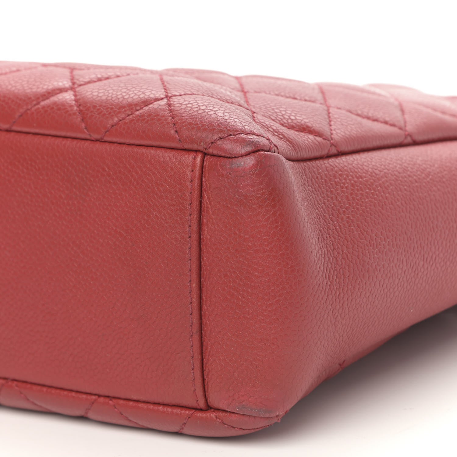 Chanel Caviar Quilted Petit Shopping Tote PST Red 10 of 13