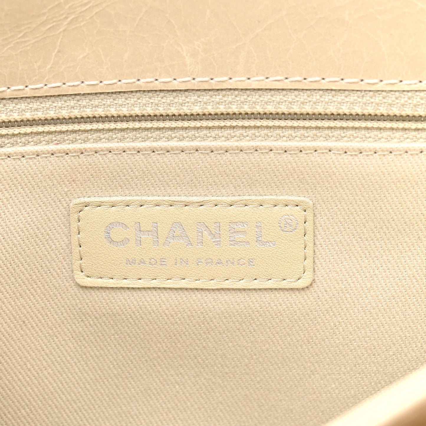 Glazed Calfskin Quilted Medium Lady Pearly Flap Light Beige
