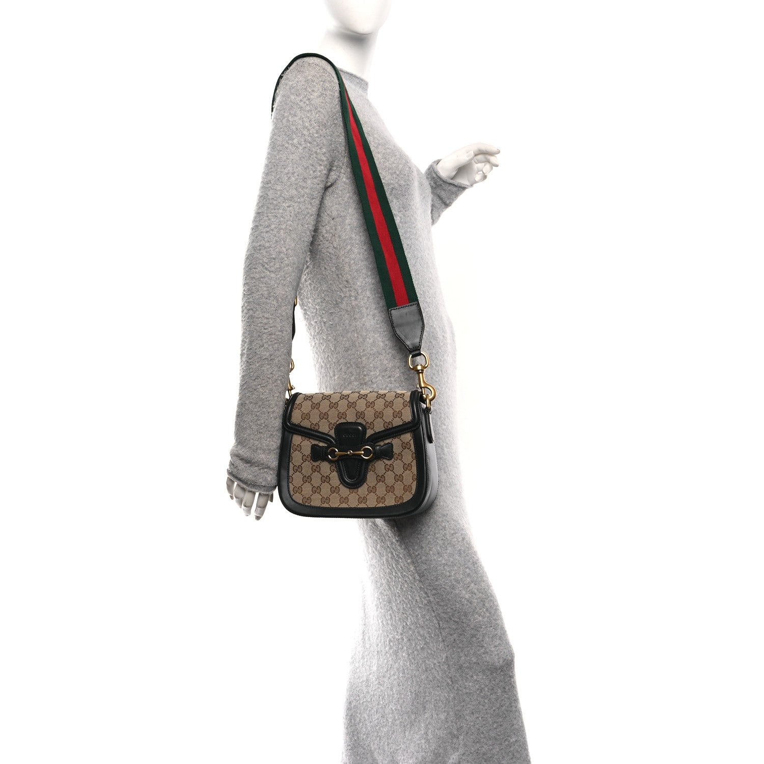 Gucci Monogram Ruinart Calfskin Medium Lady Web Shoulder Bag Beige Ebony Black 2 of 10