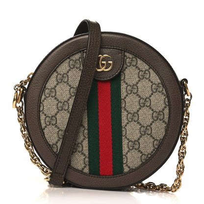 Gucci GG Supreme Monogram Web Mini Ophidia Round Shoulder Bag Brown 1 of 9