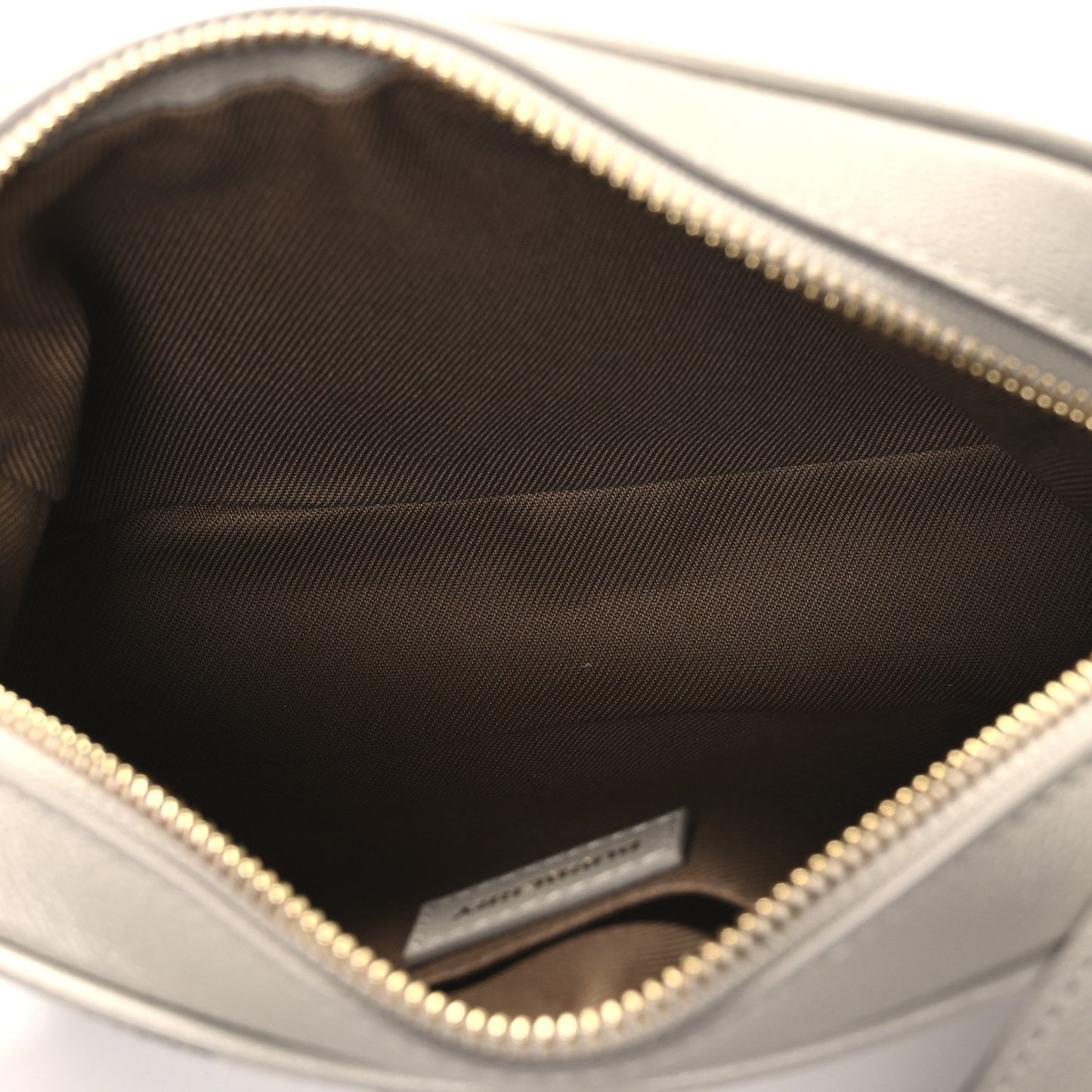 Giant Check Calfskin Small Camera Bag Limestone