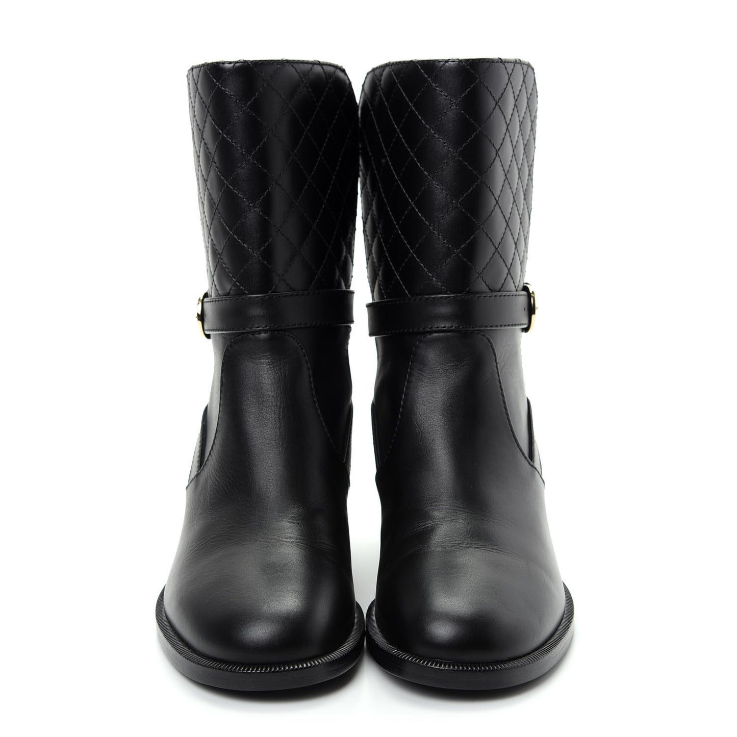 Calfskin Quilted CC Boots 36.5 Black